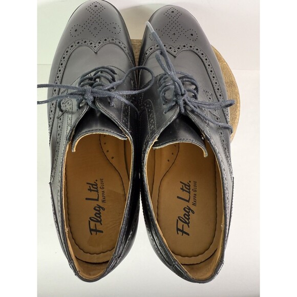 Flag Ltd Black Leather Wingtip Oxford Shoes Mens 11.5 Comfort Innoflex - Picture 5 of 10